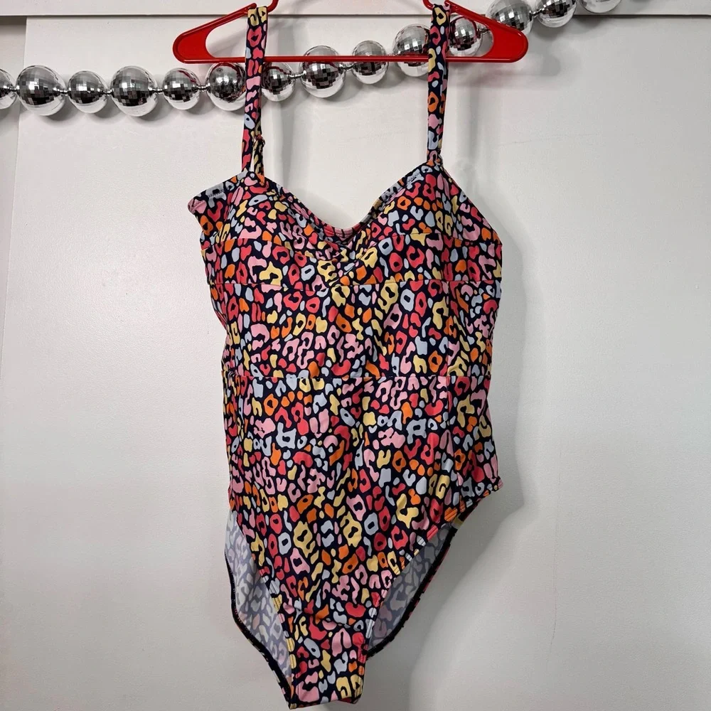 Summersalt The Wide Strap Oasis one piece swimsuit in multi-color leopard